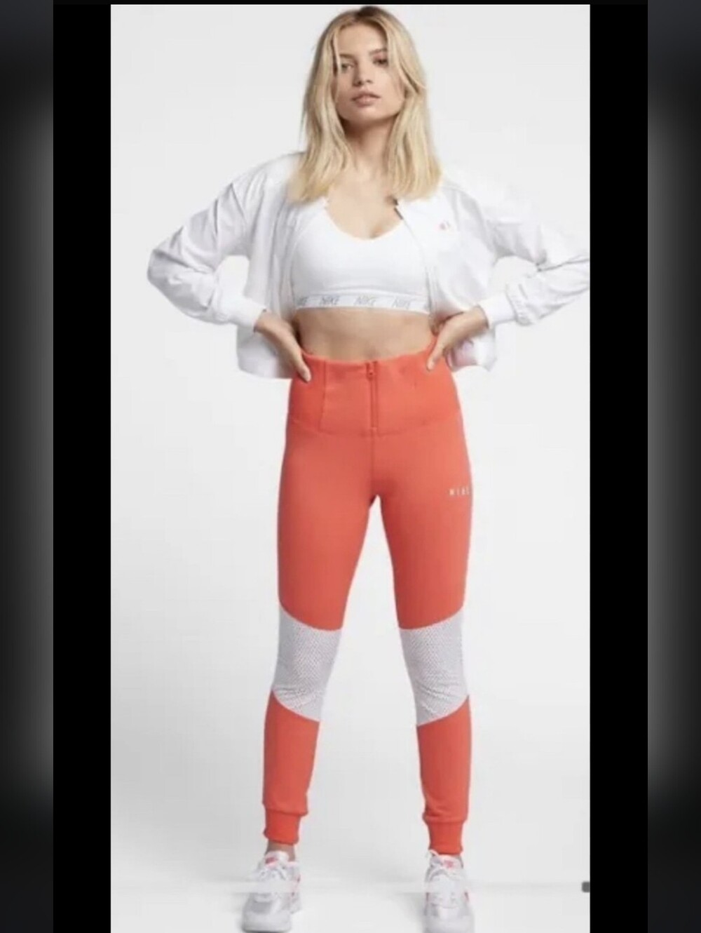 Nike Womens XL Orange Mesh-Accent Jogger/Leggings